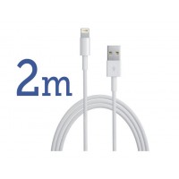 Cablu LUNG (2m) iPhone si iPad lightning USB compatibil cu modelele 5,6,7,8,X,XR,XS,11,12, 13, 14 (C/S/SE/PRO/PLUS/MAX) - transfer date si incarcare rapida, culoare alba