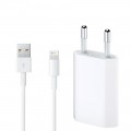 Alimentator incarcator pentru iPhone 5,6,7,8,X,XR,XS,11,SE,12, 13 (C/S/SE/PRO/PLUS/MAX), iPad, compatibil lightning, normal charge, USB, 5W, alb, cu cablu compatibil lightning inclus pentru incarcare si transfer date telefon si tableta Apple