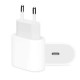 Alimentator incarcator rapid compatibil iPhone lightning 14,13,12,11,X,8,7,6,5,XR,XS, SE (C/S/SE/Pro/Plus/Max/mini/Pro Max), fast charge, USB-C, 20W, alb, cu cablu inclus