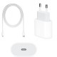 Alimentator incarcator rapid compatibil iPhone lightning 14,13,12,11,X,8,7,6,5,XR,XS, SE (C/S/SE/Pro/Plus/Max/mini/Pro Max), fast charge, USB-C, 20W, alb, cu cablu inclus