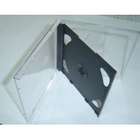 Carcasa CD dubla 10.4mm cu tavita neagra si fata transparenta tip jewel case